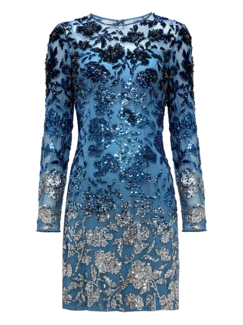 Jenny Packham Jazz sequin-embellished floral-pattern mini dress Blue JPEX393