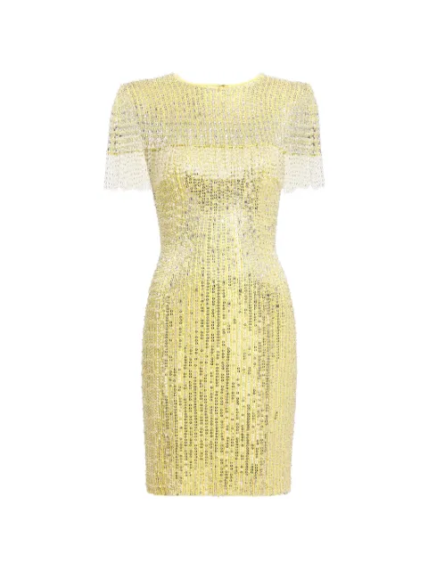 Jenny Packham Swish beaded-embellished fringed mini dress Yellow JPEX395