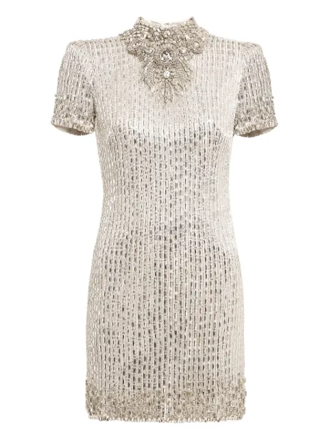 Jenny Packham Kitty sequin-embellished turtleneck mini dress Silver JPEX394