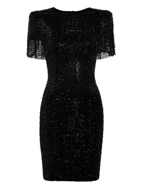 Jenny Packham Swish sequin-embellished beaded mini dress Black JPEX395
