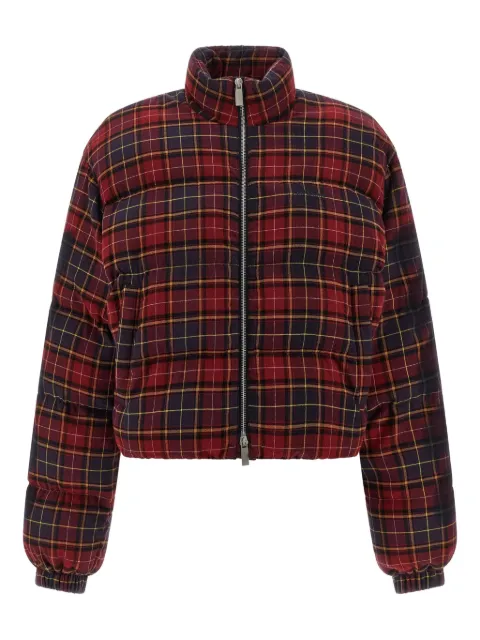 Off-White Arrow checked bomber jacket Red OWEJ007F25FAB0012848