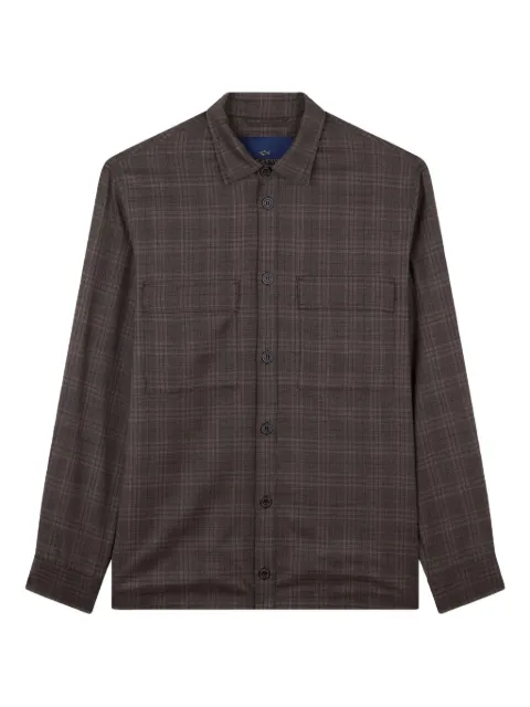Paul & Shark checkered wool shirt Brown 15313335090