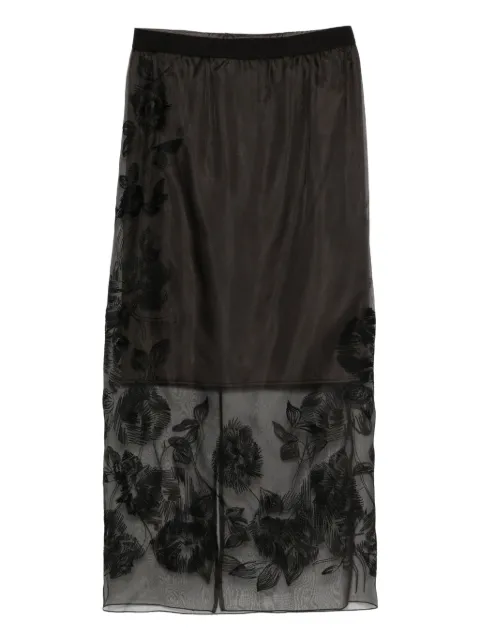 Liviana Conti floral-motif skirt Brown L5WR65