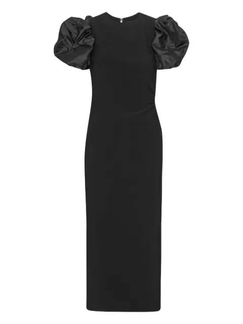 ROTATE BIRGER CHRISTENSEN draped puff-sleeve midi dress Black 115247100