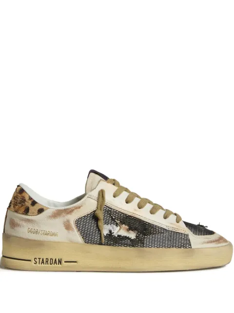 Golden Goose Stardan trainers in nappa and mesh with leopard-print pony skin heels tab Neutrals GWF00370F007937