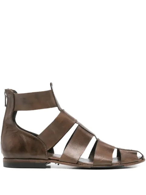 Shoto strappy zip-up sandals Brown 21344