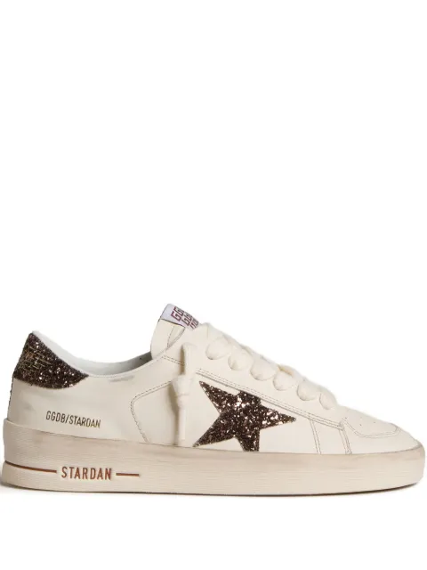 Golden Goose Stardan trainers in white leather with brown glitter star and heels tab Neutrals GWF00128F007939