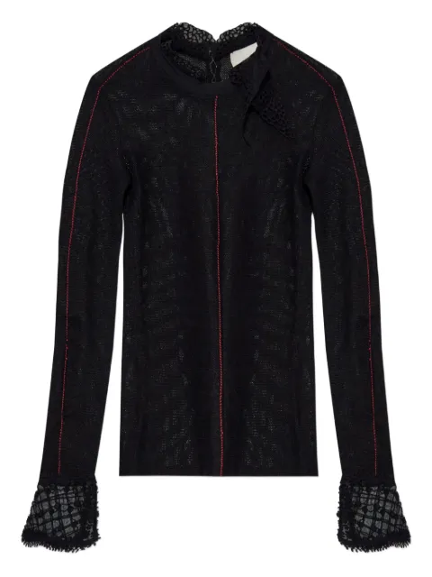 ISABEL MARANT Sarah lace-trim top Black HT0729FAC4N04I