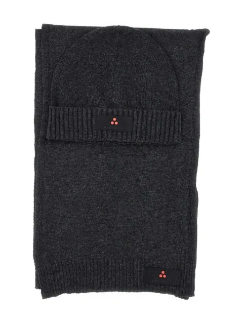 Peuterey ribbed logo scarf set Grey KPE001999012249799