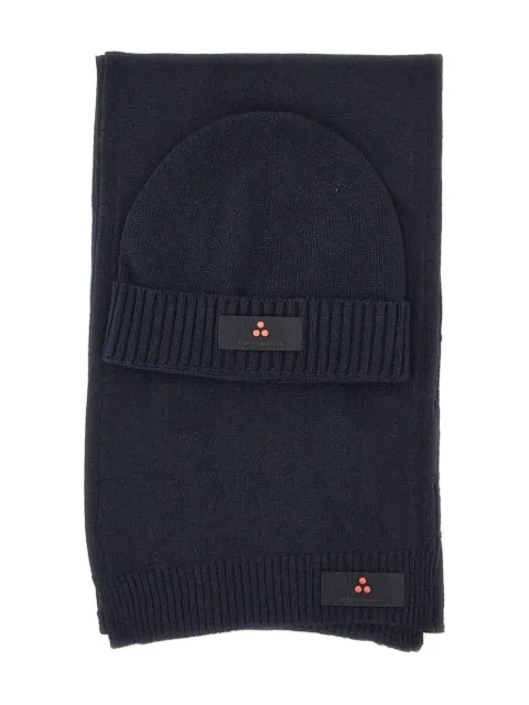 Peuterey logo-patch beanie scarf set Black KPE001999012249215