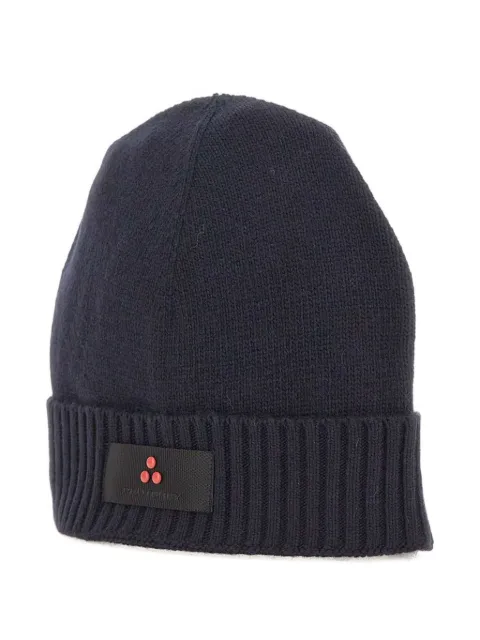 Peuterey Silli05 ribbed logo-patch beanie Blue PEX017999011947215