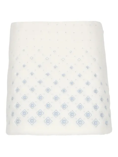 Casablanca floral-motif A-line skirt White WAW25SK172