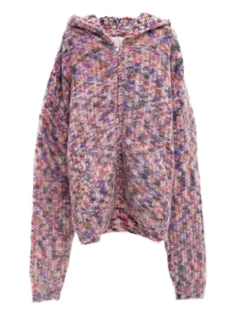 ERL zipped hooded knit hoodie Pink ERL11N001