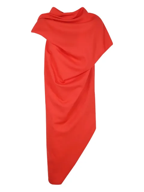 Issey Miyake Uni-Form Wool asymmetric-design midi dress Red IM58FH005