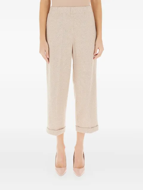 Liviana Conti herringbone cuffed trousers Neutrals F4WL41