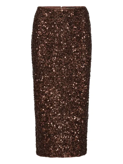 ROTATE BIRGER CHRISTENSEN sequin-embellished midi pencil skirt Brown 1148242910