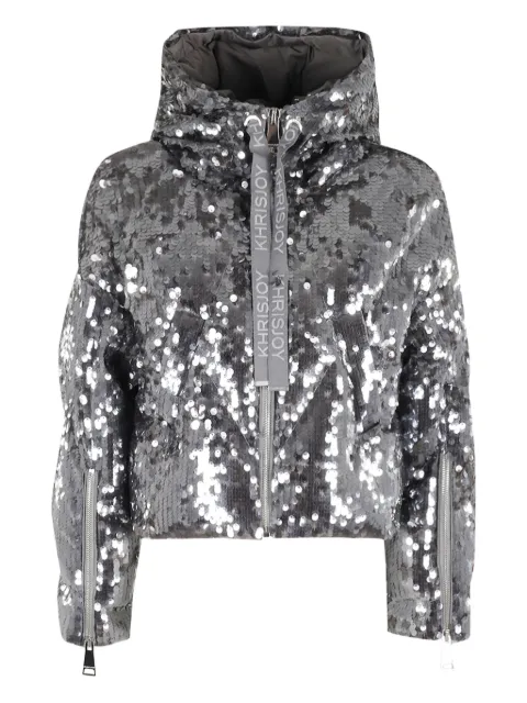 Khrisjoy sequin-embellished puffer jacket Silver KWF25R0604PS0002