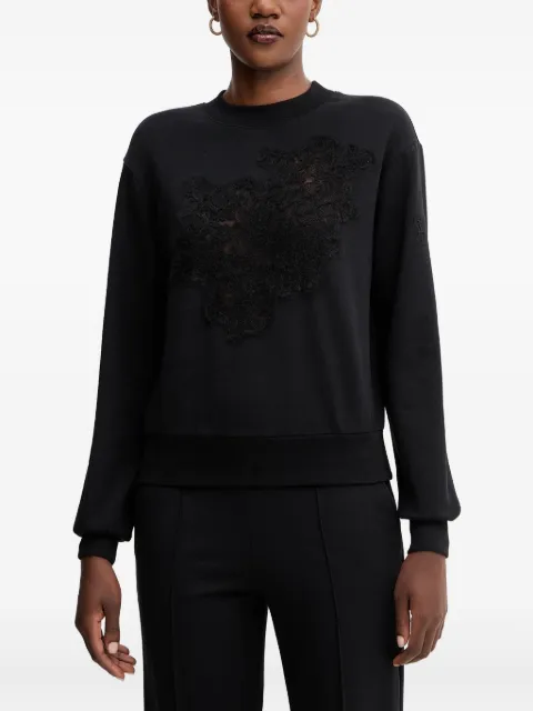 Ermanno Scervino lace-appliqué long-sleeve sweatshirt Black D474M607LEM
