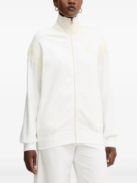Ermanno Scervino lace-detail zip-up sweatshirt White D474M606LEM