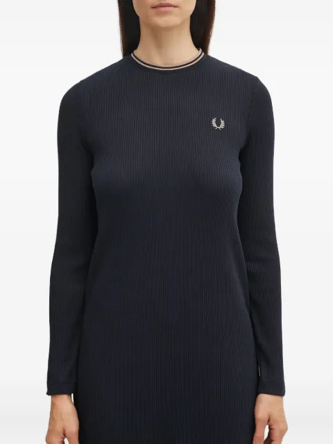 Fred Perry logo-embroidered ribbed-knit midi dress Black D1179