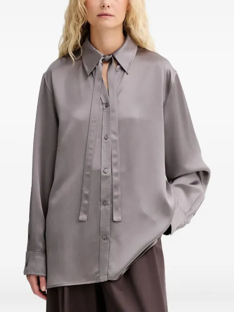 Isabelle Blanche tie-detail shirt Grey IS25FWC059T008