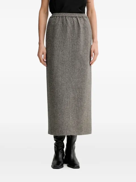 Isabelle Blanche herringbone elasticated-waist maxi skirt Grey IS25FWG081T012
