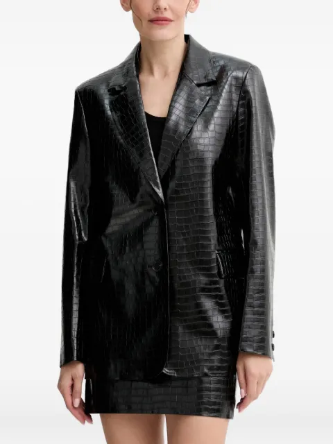 Isabelle Blanche crocodile-embossed button-up blazer Black IS25FWJ029T006