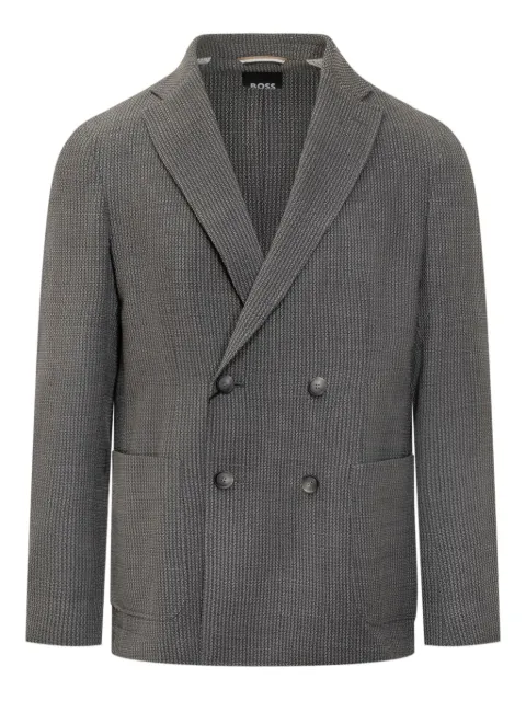 BOSS double-breasted checked blazer Grey 50551588