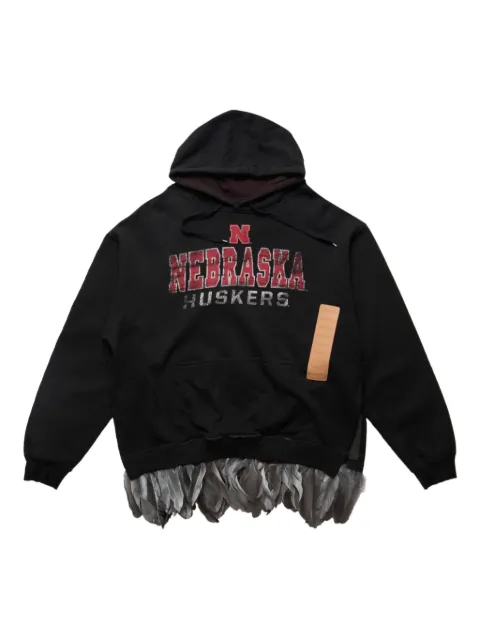 4SDESIGNS Nebraska Huskers feather-trim hoodie Black F23539F099690BLKRED