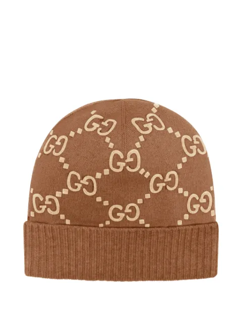 Gucci GG-jacquard cashmere beanie Brown 8113923GAC0
