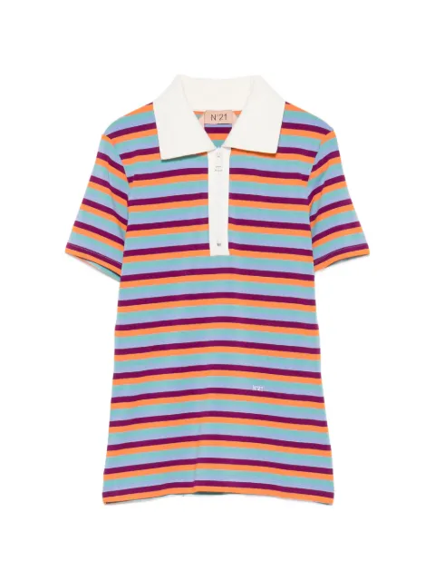 Nº21 striped zip-up polo top Blue F0114834
