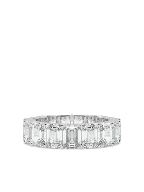 Tilla 14K white gold emerald diamond wedding band ring Silver WB15
