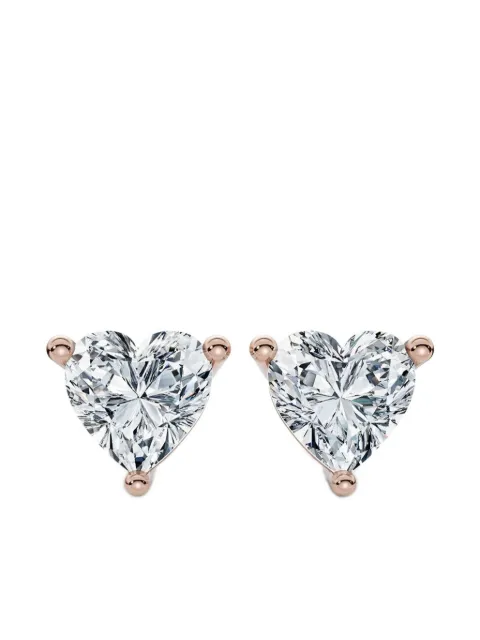 Tilla 14K rose gold heart diamond stud earrings Pink DEA1001