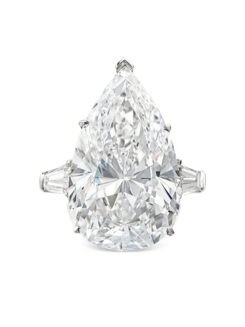 Tilla 14K white gold pear diamond ring Silver LGRG92