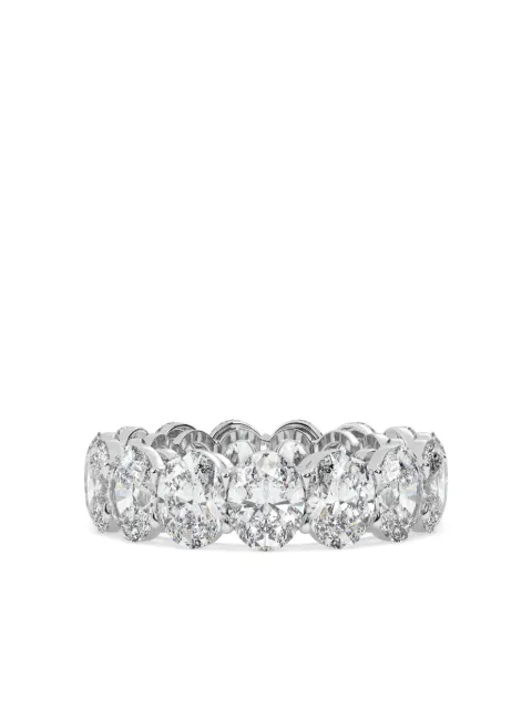 Tilla 14K white gold oval lab grown diamond wedding band ring Silver WB17