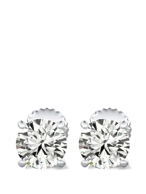 Tilla 14K white gold round-cut-diamond stud earrings Silver ADLS700