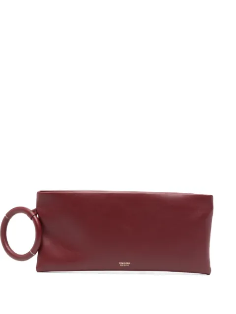 TOM FORD Aura ring leather clutch Red L1925LSP043P