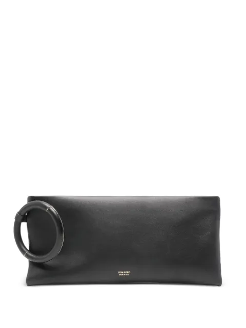 TOM FORD ring leather clutch bag Black L1925LSP043P