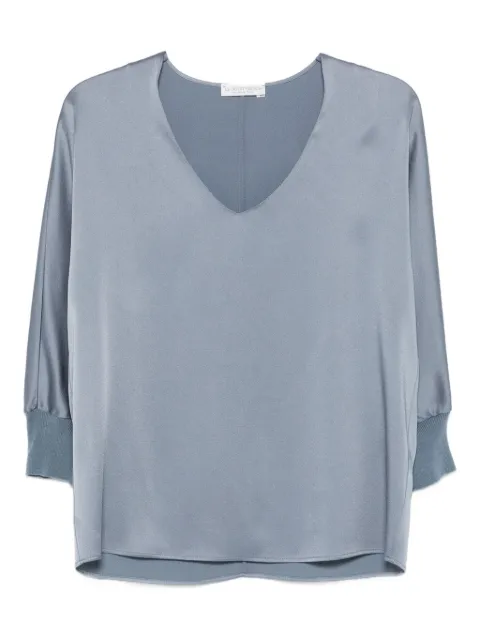 Le Tricot Perugia v-neck blouse Blue 66069