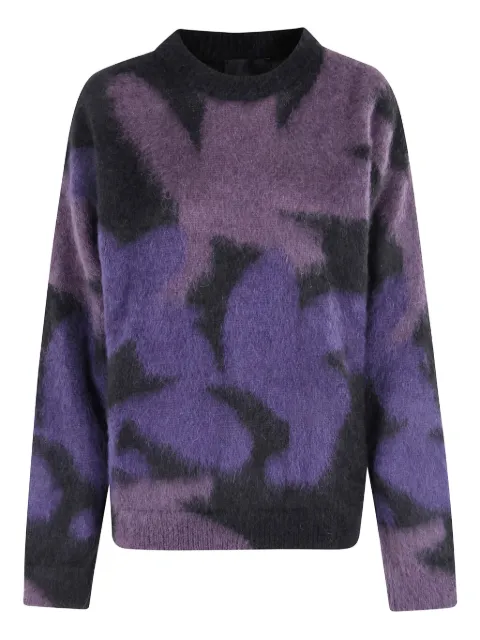 Roberto Collina patterned crew-neck sweater Purple 253M16001097