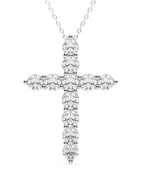 Tilla 14K white gold diamond cross necklace Silver JWL68356