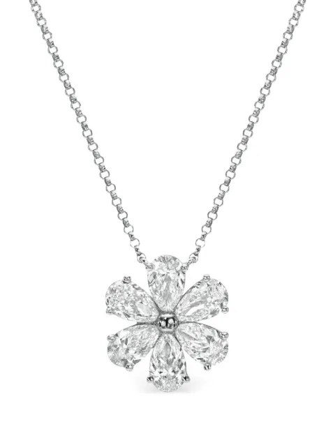 Tilla 14K white gold diamond cluster necklace Silver JWL68351