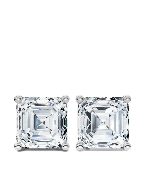Tilla 14K white gold Asscher diamond stud earrings Silver DEA1044
