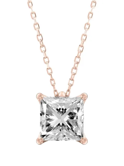 Tilla 14K rose gold diamond solitaire necklace Pink NK02