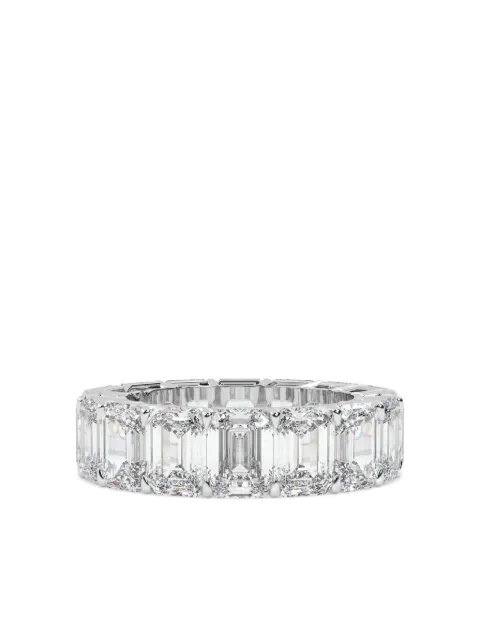 Tilla 14K white gold emerald lab grown diamond wedding band ring Silver WB08