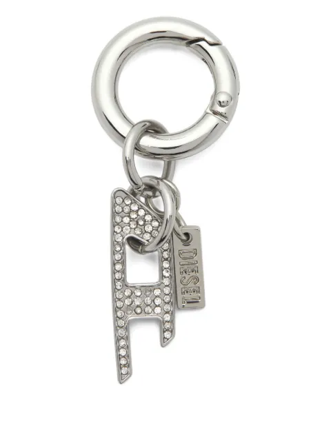 Diesel charm-D rhinestone keyring Silver X10807P9132