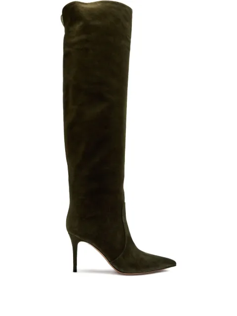 Gianvito Rossi 90mm Hansen suede over-the-knee boots Green G8014285RICC4A