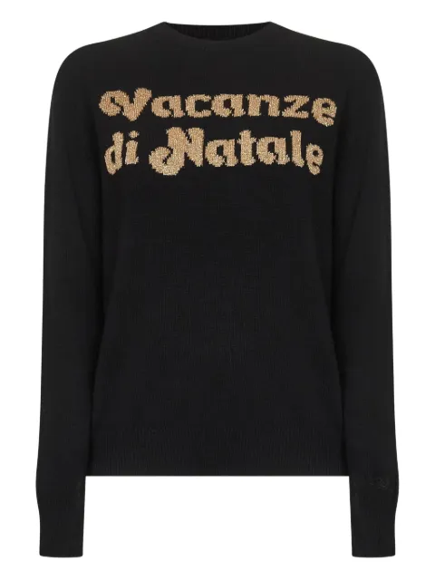 MC2 Saint Barth jacquard-lettering long-sleeve sweater Black QUE001000432I