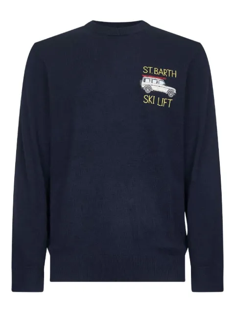 MC2 Saint Barth artwork-embroidered crew-neck sweater Blue HER002402585I