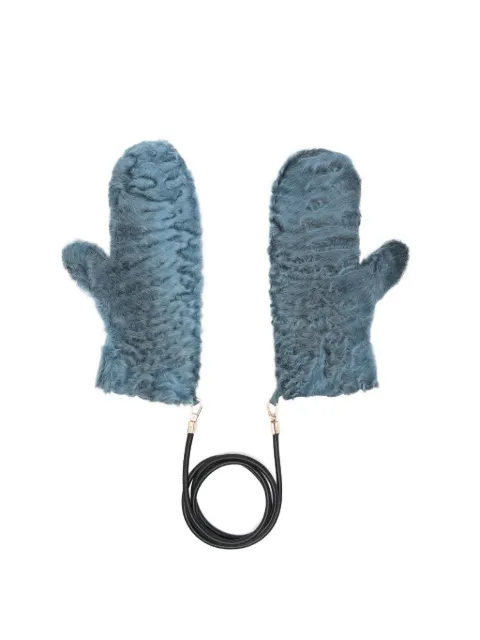 Liska faux-fur mittens Blue HANDSCHUH